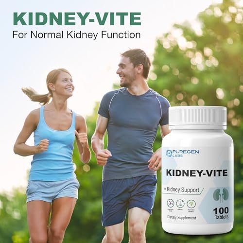 Puregen Labs Kidney-Vite | Premier Kidney, Renal Support | Non-GMO, Gluten-Free, No Artificial Color Additives - 100 Vegetarian Tablets - görsel 2