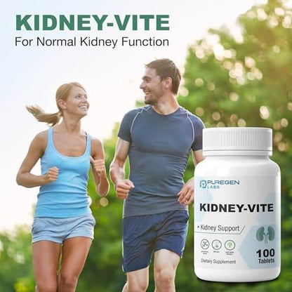 Puregen Labs Kidney-Vite | Premier Kidney, Renal Support | Non-GMO, Gluten-Free, No Artificial Color Additives | 2 Pack – Total 200 Tablets