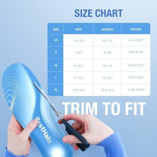 BestHalo Heavy Duty Plantar Fasciitis Insoles - 220+ lbs High Arch Support Orthotic Inserts for Pain Relief, Flat Feet, Heel Pain, Work Boots (Blue, Men 9-10.5 | Women 10-11.5) - görsel 1