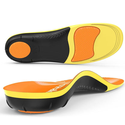 BestHalo Heavy Duty Plantar Fasciitis Insoles - 220+ lbs High Arch Support Orthotic Inserts for Pain Relief, Flat Feet, Heel Pain, Work Boots (Orange, Men 11-12.5 | Women 12-13.5)
