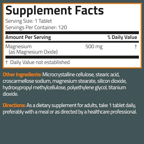 Bronson Magnesium 500 MG Supports Bone & Muscle Health & Nervous System Support - Non-GMO, 120 Vegetarian Tablets - görsel 13