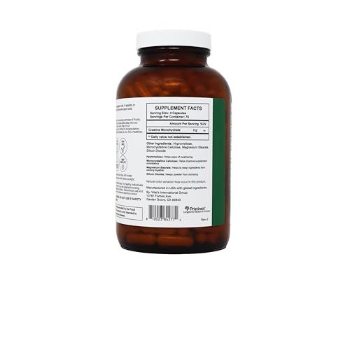 PRISTINE'S Creatine Monohydrate Capsules for Women & Men - NSF Certified 75 Day Supply 3G Creatine Pills for Women - Cognitive & Athletic Performance Support - Enhanced Recovery Glass Bottle - görsel 5