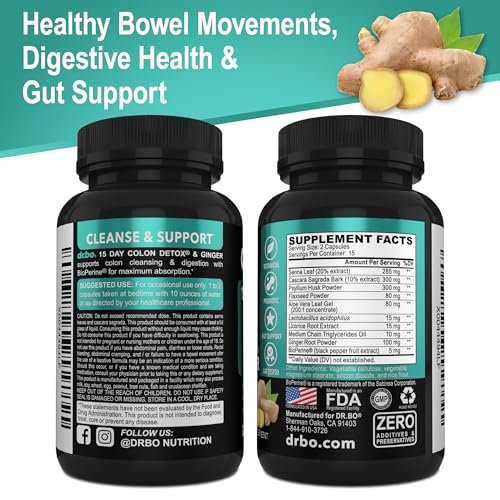 Colon Cleanser Detox for Weight Flush - 15 Day Colon Cleanse Pills with Ginger - Fast Natural Laxative, Constipation Relief, Bowel Movement Supplements for Intestinal Stomach Bloating Gut Loss Support - görsel 9