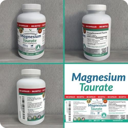 Magnesium Taurate 400mg | High Absorption | 200 Capsules for Sleep, Heart Health, Calm, Joint Supplement for Women and Men | Pure Elemental Mag Powder Plus Taurine - Extra Strength Pills - görsel 11