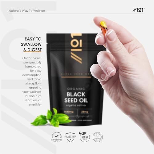ALPHA01 Organic Black Seed Oil Capsules 1440mg – 4X% Thymoquenine - 60 Count – Ethiopian Nigella Sativa - 100% Cold Pressed & Virgin Cumin Seed Oil - görsel 12