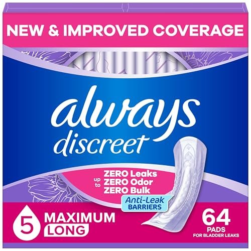 Always Discreet Adult Incontinence Pads for Women, Drier, 5 Drop Long Length, Heavy Absorbency, Pads for Bladder Control Management, Bladder Leaks, & Postpartum Pads, 64ct - görsel 2