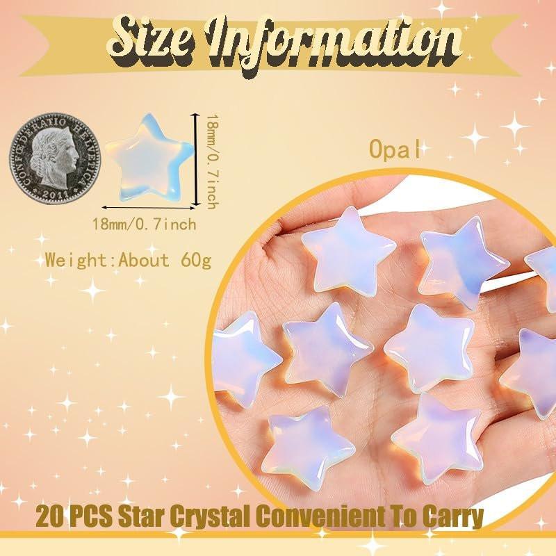 DUQGUHO 20 Pcs Opalite Crystals Star Healing Crystal Set Polished Stone Protection Sacred Meditation Energy Reiki Balancing Opal Crystal - görsel 1