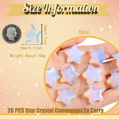 DUQGUHO 20 Pcs Opalite Crystals Star Healing Crystal Set Polished Stone Protection Sacred Meditation Energy Reiki Balancing Opal Crystal