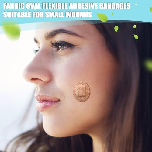 Funtery 200 Pcs 0.86" x 0.7" Adhesive Spot Bandage Round Fabric Adhesive Circular Small Face Bandages with Non Stick Pad Latex Free for Skin Wound Care - görsel 9
