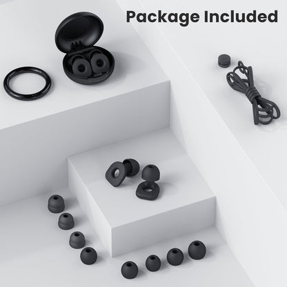 LOETRUY 2 Pairs of Ear Plugs for Sleeping, Reusable Hearing Protection Earplugs with 8 Pairs Ear Tips & One Connector Cord, Soft Ear Plugs for Noise Reduction, Concert, Musician & Work - 25dB-30dB