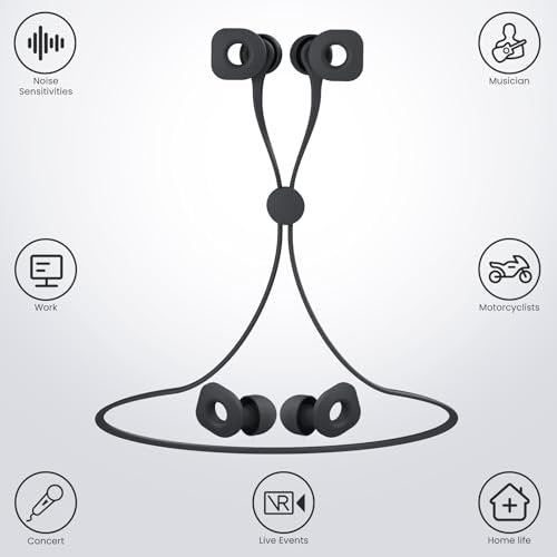 LOETRUY 2 Pairs of Ear Plugs for Sleeping, Reusable Hearing Protection Earplugs with 8 Pairs Ear Tips & One Connector Cord, Soft Ear Plugs for Noise Reduction, Concert, Musician & Work - 25dB-30dB - görsel 4