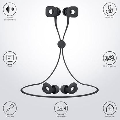 LOETRUY 2 Pairs of Ear Plugs for Sleeping, Reusable Hearing Protection Earplugs with 8 Pairs Ear Tips & One Connector Cord, Soft Ear Plugs for Noise Reduction, Concert, Musician & Work - 25dB-30dB