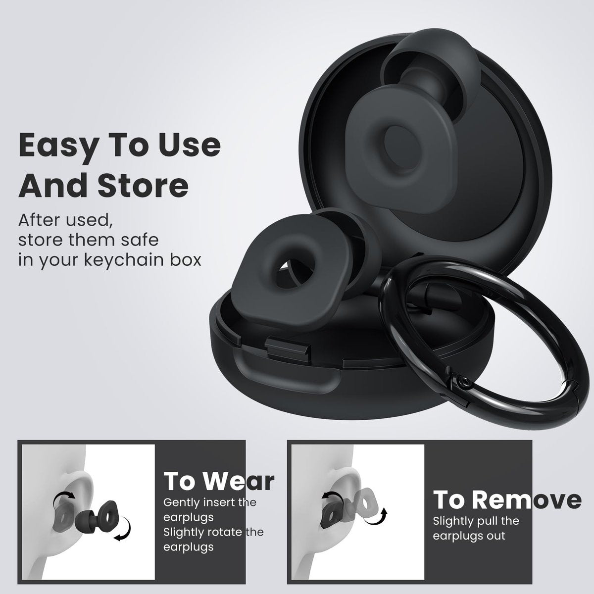 LOETRUY 2 Pairs of Ear Plugs for Sleeping, Reusable Hearing Protection Earplugs with 8 Pairs Ear Tips & One Connector Cord, Soft Ear Plugs for Noise Reduction, Concert, Musician & Work - 25dB-30dB - görsel 5