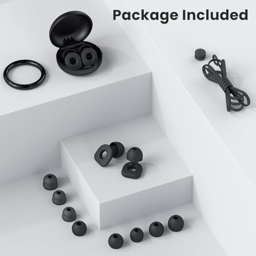 LOETRUY 2 Pairs of Ear Plugs for Sleeping, Reusable Hearing Protection Earplugs with 8 Pairs Ear Tips & One Connector Cord, Soft Ear Plugs for Noise Reduction, Concert, Musician & Work - 25dB-30dB - görsel 14