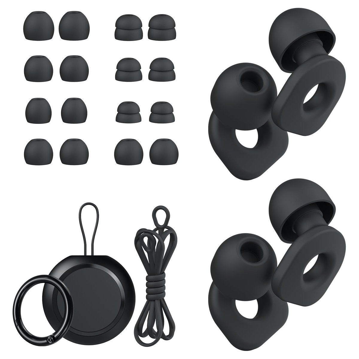 LOETRUY 2 Pairs of Ear Plugs for Sleeping, Reusable Hearing Protection Earplugs with 8 Pairs Ear Tips & One Connector Cord, Soft Ear Plugs for Noise Reduction, Concert, Musician & Work - 25dB-30dB - görsel 1