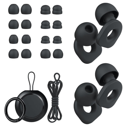 LOETRUY 2 Pairs of Ear Plugs for Sleeping, Reusable Hearing Protection Earplugs with 8 Pairs Ear Tips & One Connector Cord, Soft Ear Plugs for Noise Reduction, Concert, Musician & Work - 25dB-30dB