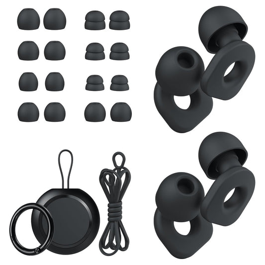 LOETRUY 2 Pairs of Ear Plugs for Sleeping, Reusable Hearing Protection Earplugs with 8 Pairs Ear Tips & One Connector Cord, Soft Ear Plugs for Noise Reduction, Concert, Musician & Work - 25dB-30dB