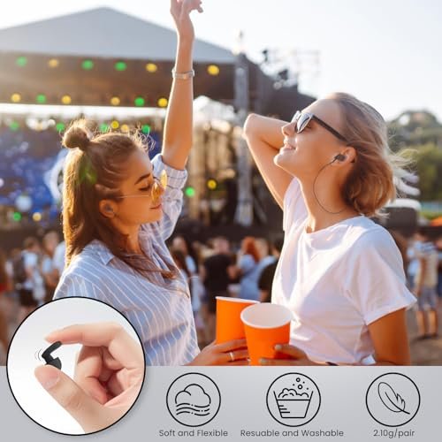 LOETRUY 2 Pairs of Ear Plugs for Sleeping, Reusable Hearing Protection Earplugs with 8 Pairs Ear Tips & One Connector Cord, Soft Ear Plugs for Noise Reduction, Concert, Musician & Work - 25dB-30dB - görsel 12