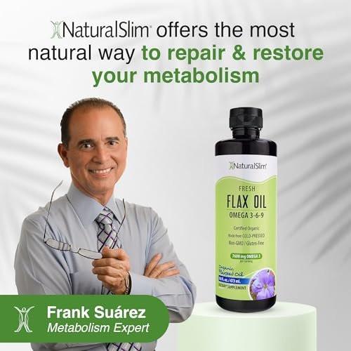 NaturalSlim Flaxseed Oil Liquid Fresh Taste Flax Oil Organic Cold Pressed & High in Omega 3 6 9 Fatty Acid Flax Seed Supplement for Healthy Cells, Hair, Skin, & Nails - Fresh Taste 16 fl. Oz. - görsel 4