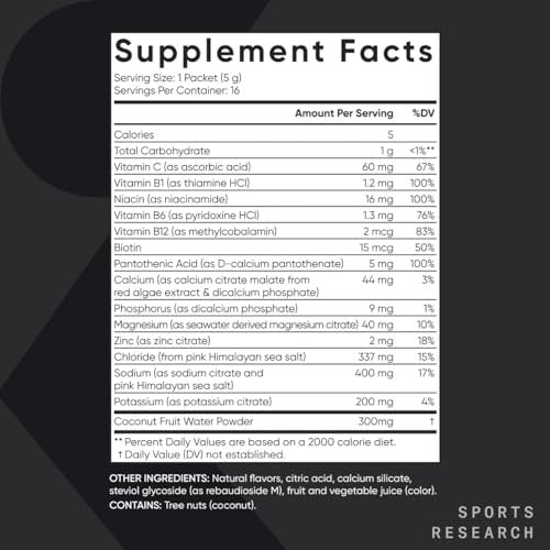 Sports Research® Hydrate Electrolytes Powder – Essential Vitamins & Minerals: Includes vitamin C, B vitamins, and – Image 4
