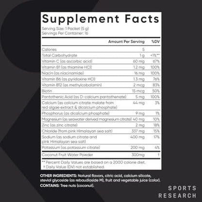 Sports Research® Hydrate Electrolytes Powder – Essential Vitamins & Minerals: Includes vitamin C, B vitamins, and – Image 4