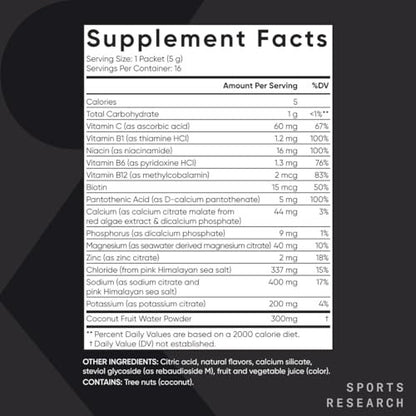 Sports Research Hydrate Electrolytes Powder – Electrolyte-Rich Formula: Contains key electrolytes like sodium, – Image 1