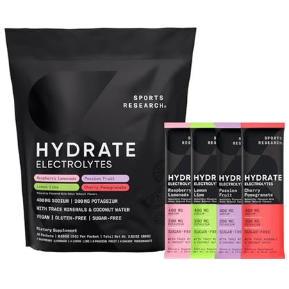 Sports Research® Hydrate Electrolytes Powder – Flavor: Variety pack (multiple natural flavors) – Image 11