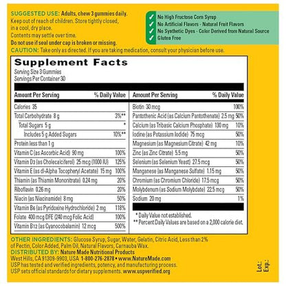 Nature Made Advanced Multivitamin Gummies for Adults, Women's and Men's Multivitamin Gummies with Magnesium Citrate, Calcium & B Vitamins, Daily Support, 90 Gummies, 30 Day Supply