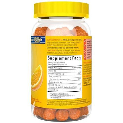 Nature Made Zero Sugar Vitamin C Gummies 250 mg Per Serving, Immune & Antioxidant Support, Aspartame Free, 100 Sugar Free Vitamin C Gummies, 50 Day Supply
