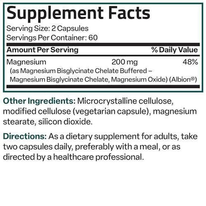 Bronson Magnesium Glycinate 200 MG per Serving Chelated for High Absorption, Gentle On Stomach, Non-GMO, 120 Vegetarian Capsules