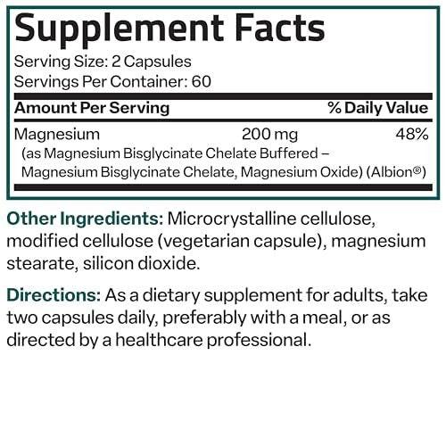 Bronson Magnesium Glycinate 200 MG per Serving Chelated for High Absorption, Gentle On Stomach, Non-GMO, 120 Vegetarian Capsules - görsel 16