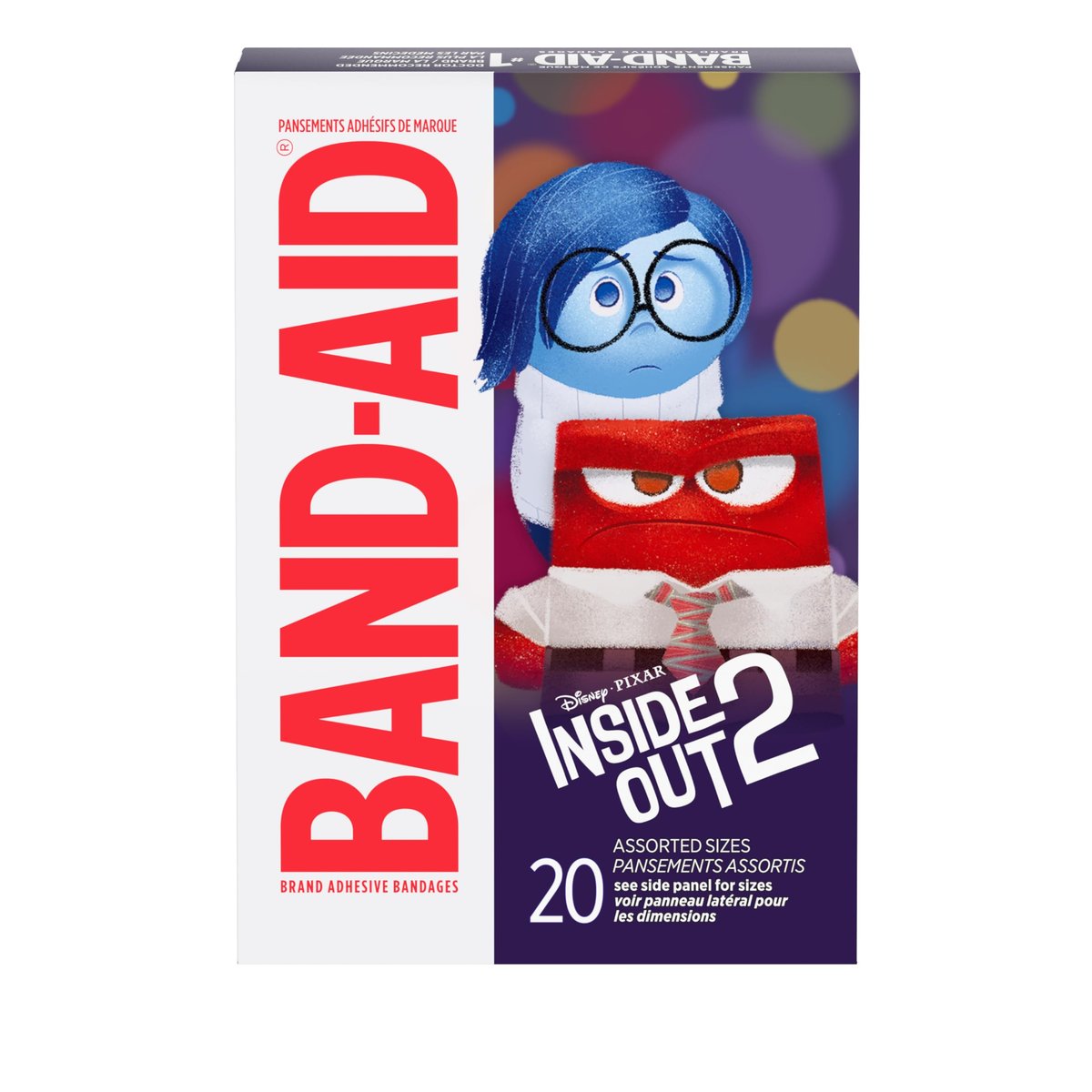 Band-Aid Brand Adhesive First Aid Bandages for Minor Cuts & Scrapes, Wound Care Featuring Disney Pixar's Inside Out Characters, Fun Bandages for Kids & Toddlers, Assorted Sizes, 20 Ct - görsel 2