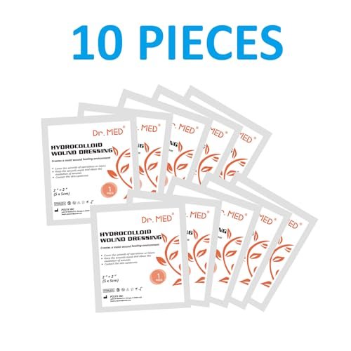 Dr. Med Hydrocolloid Wound Dressing 2"x2"-10 Pack/Box, Waterproof Adhesive Bordered Bandage, for Light Exudate, Abrasions, Pressure Ulcer, Bed Sore, Superficial Wound Care - görsel 1