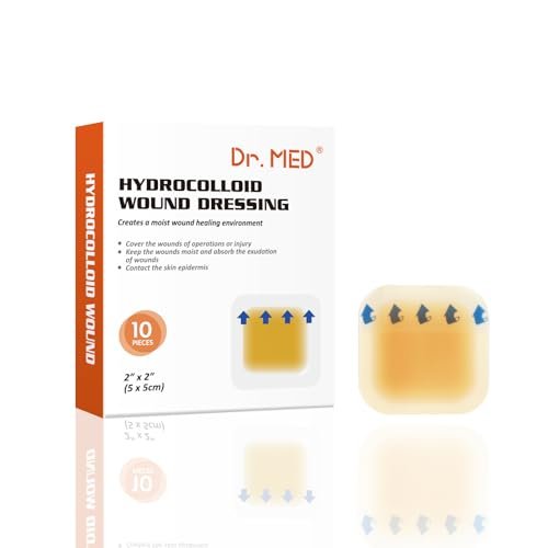 Dr. Med Hydrocolloid Wound Dressing 2"x2"-10 Pack/Box, Waterproof Adhesive Bordered Bandage, for Light Exudate, Abrasions, Pressure Ulcer, Bed Sore, Superficial Wound Care - görsel 10