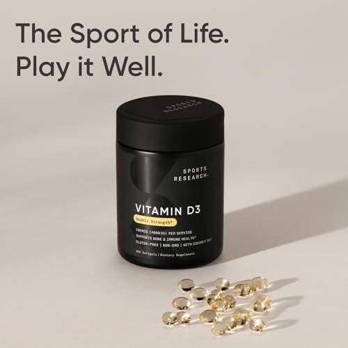 Sports Research® Vitamin D3 10,000iu (250mcg) with Coconut MCT Oil - Max Strength Vitamin D Supplement - Gluten Free · Non-GMO · Soy Free - 120 Count Softgels - görsel 11