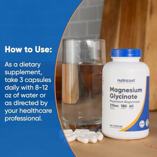 Nutricost Magnesium Glycinate Capsules (180 Capsules, 210 mg Per Serving) - Magnesium Glycinate Supplement for Gentle Absorption - görsel 16