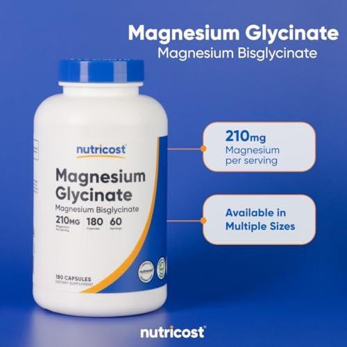 Nutricost Magnesium Glycinate Capsules (180 Capsules, 210 mg Per Serving) - Magnesium Glycinate Supplement for Gentle Absorption - görsel 13