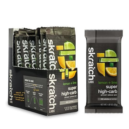 Skratch Labs Super High-Carb Drink Mix Packets - Carbohydrate Powder - Cluster Dextrin and Electrolytes - Endurance Energy - Energy Gel Alternative - Lemon/Lime - 8 Single Serving Packets - Non-GMO