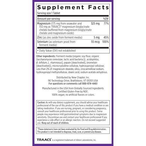 New Chapter Magnesium-Selenium-Zinc Supplement, 325 mg Magnesium in One-Daily Tablet for Active Bodies, Bounce Back After Exercise with Muscle Support Minerals + Hydrating Electrolytes, 30 Count - görsel 12