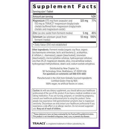 New Chapter Magnesium-Selenium-Zinc Supplement, 325 mg Magnesium in One-Daily Tablet for Active Bodies, Bounce Back After Exercise with Muscle Support Minerals + Hydrating Electrolytes, 30 Count
