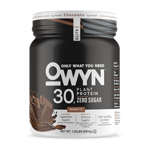 Owyn Only What You Need Pro Elite High Protein Powder, 30g Vegan Protein for Workout Recovery, Delicious Smooth Taste, Zero Sugar, Low Net Carbs, Chocolate, 12 Servings (1.32 LB) - görsel 2