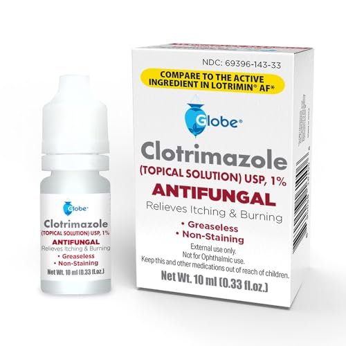 Globe 1% Topical Clotrimazole Solution 10ml Bottle (0.33 Fluid Ounce Liquid) for Athlete’s Foot, Jock Itch, Ringworm Fast-Acting Relief - Extra Strength Formula for Itching, Irritation & Skin Protection - görsel 10