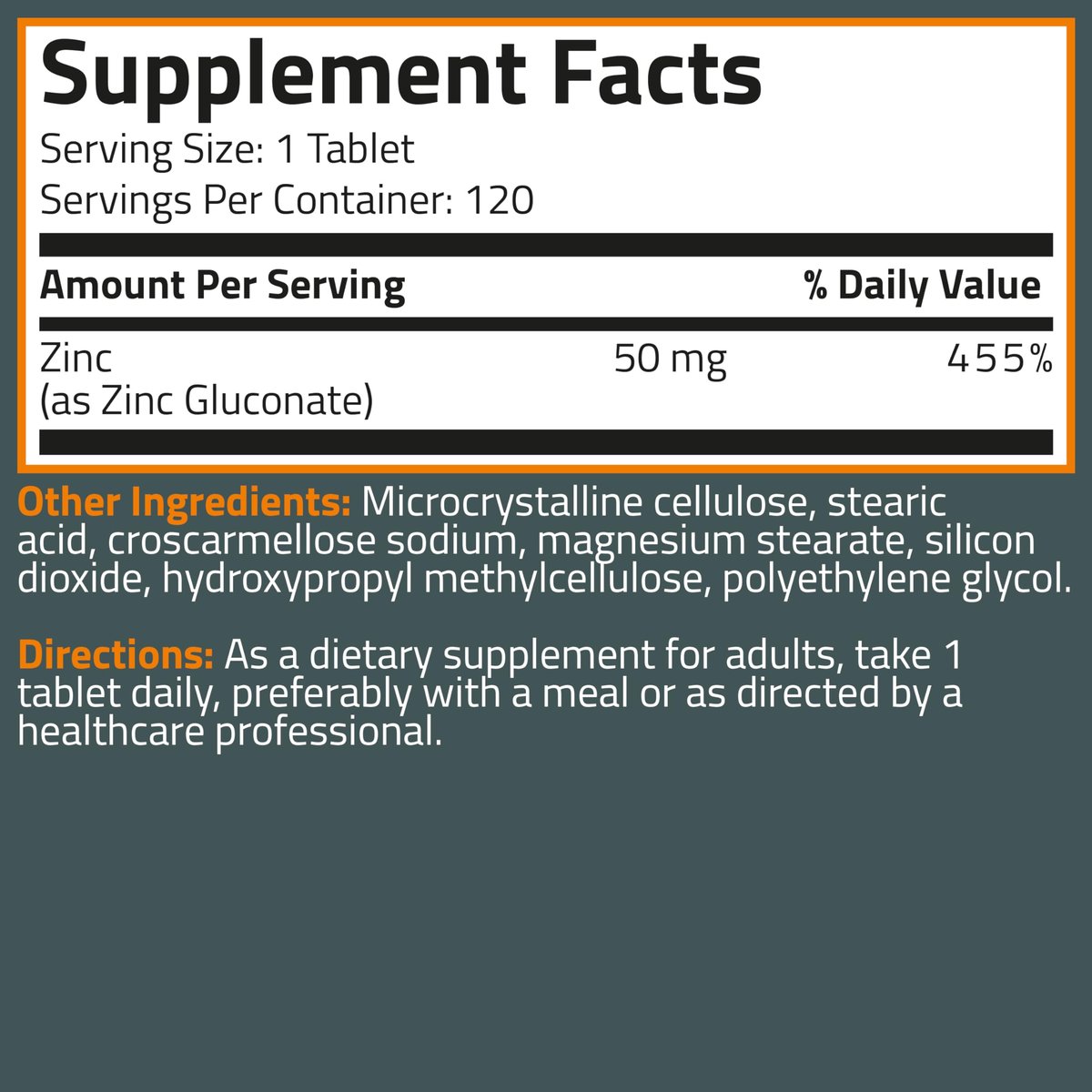 Bronson Zinc 50 MG High Potency Supports Skin Health - Non-GMO, 120 Vegetarian Tablets - görsel 15