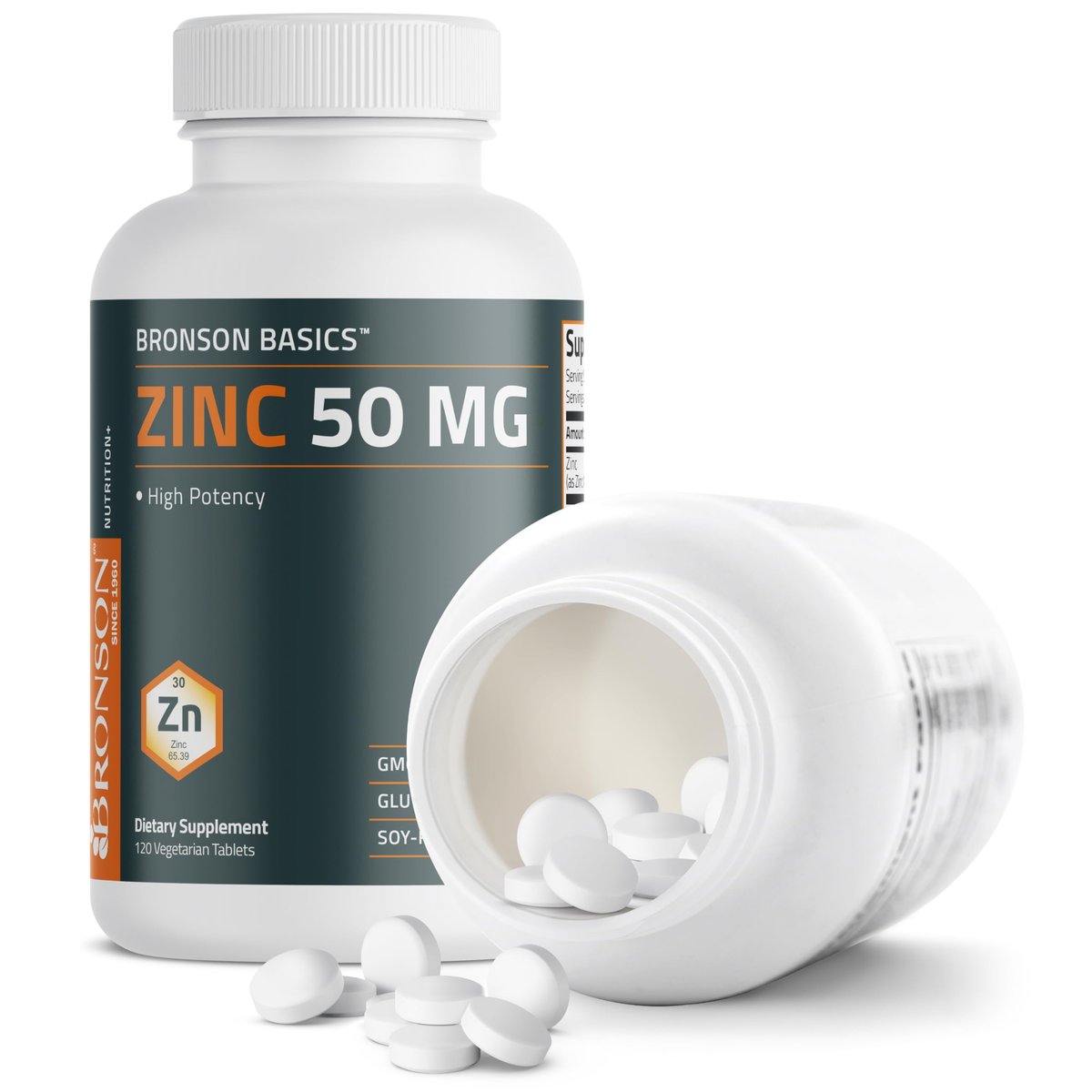 Bronson Zinc 50 MG High Potency Supports Skin Health - Non-GMO, 120 Vegetarian Tablets - görsel 11