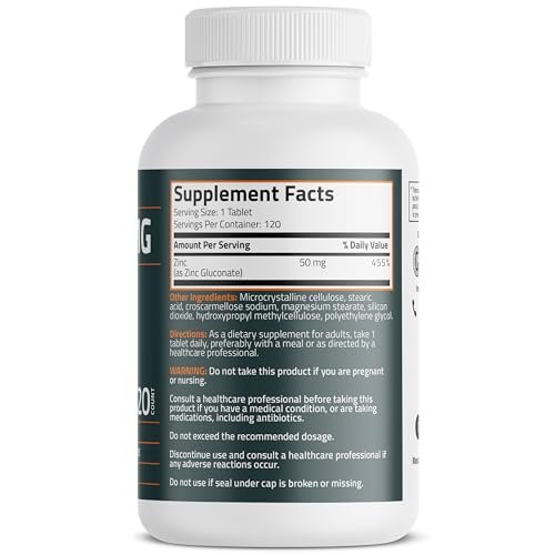 Bronson Zinc 50 MG High Potency Supports Skin Health - Non-GMO, 120 Vegetarian Tablets - görsel 4