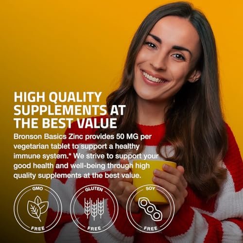 Bronson Zinc 50 MG High Potency Supports Skin Health - Non-GMO, 120 Vegetarian Tablets - görsel 8