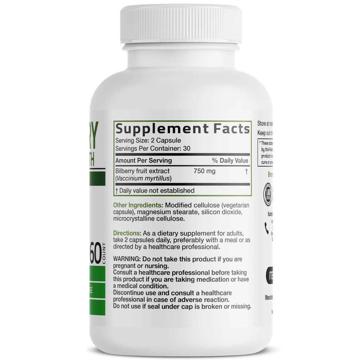 Bronson Bilberry Extra Strength Vaccinium Myrtillus, Promotes Eye Health and Supports Healthy Vision - Non GMO, 60 Vegetarian Capsules - görsel 3