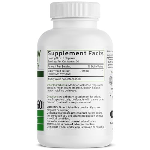 Bronson Bilberry Extra Strength Vaccinium Myrtillus, Promotes Eye Health and Supports Healthy Vision - Non GMO, 60 Vegetarian Capsules - görsel 4