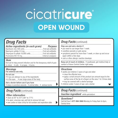 Cicatricure Triple Antibiotic Ointment with Pain Relief, Bacitracin Antibiotic Ointment & Cream for Wound Care, Healing Ointment for Cuts, Burns, Insect Bites, First Aid Supplies Essential, 1 oz - görsel 1