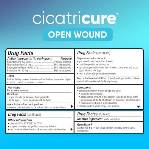 Cicatricure Triple Antibiotic Ointment with Pain Relief, Bacitracin Antibiotic Ointment & Cream for Wound Care, Healing Ointment for Cuts, Burns, Insect Bites, First Aid Supplies Essential, 1 oz (Pack of 2) - görsel 6